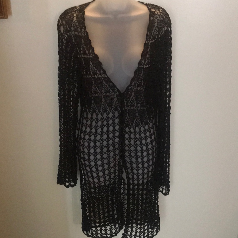 BCBGmaxazria black lace long cardigan